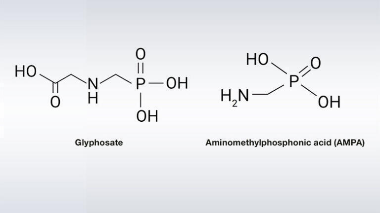Fig. 2: Structures of glyphosate and AMPA.