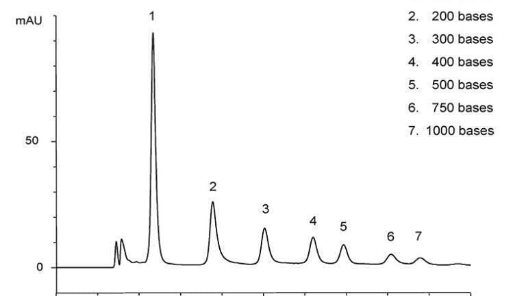 Figure 2: Analysis of 7 RNA markers using the bioinert YMC-Accura Triart Bio C4 column.