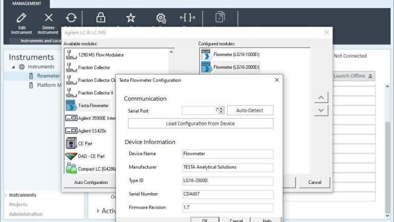Flowmeter Software Driver for Chromatography Data Systems. (courtesy: Testa Analytical)