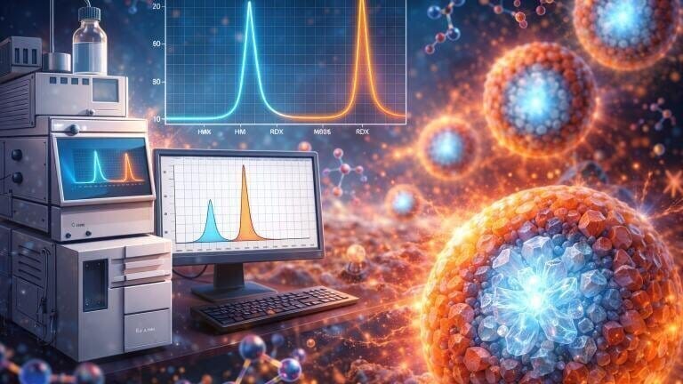 High-performance liquid chromatography has verified compositional control in a core – shell HMX/RDX composite
